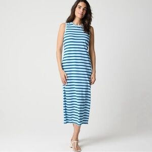 NEW J. Crew Striped Knit Midi Dress Daydream Blue Seaport Size Medium